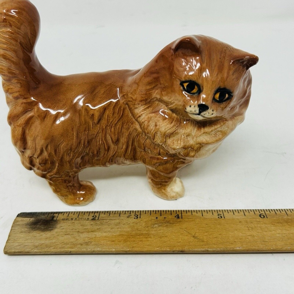 Beswick Persian Cat Ginger Orange Glossy 80s Collectible Figure 5" Tall - Picture 12 of 12